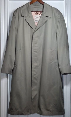 VTG Clipper Mist London Fog Trench Over Coat Men 46 Red Tan Tartan Plaid Lined - Image 1 of 4