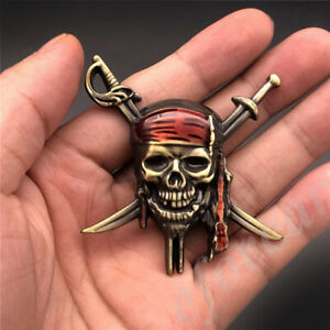3D Bronze Metal Pirate Skull Cross Bones Car Trunk Emblem Badge Decal Sticker