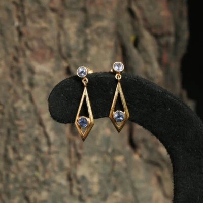 Natural Iolite Gold Plated Jewelry Earrings 925 Silver Dangle Earrings For Girls - Image 1 of 3