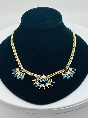 Colar feminino Jewel Mint Fashion OURO E STRASS AZUL (IT- 11) - Imagem 1 de 4