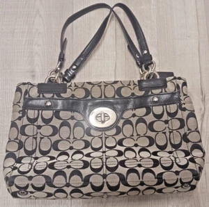 Carteras/bolso de mano negro/beige con monograma Coach CC 12"" x 9"" x 5"" No. H1193-F16540 - Imagen 1 de 8