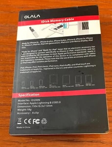 64GB  Olala iDisk Mobile Memory iPhone iPad iPod - USB 3.0 Speedy Transfer  - Afbeelding 1 van 2