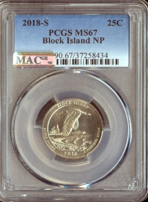 2018-S Block Island Quarter PCGS MS67 MAC Quality - Image 1 of 2