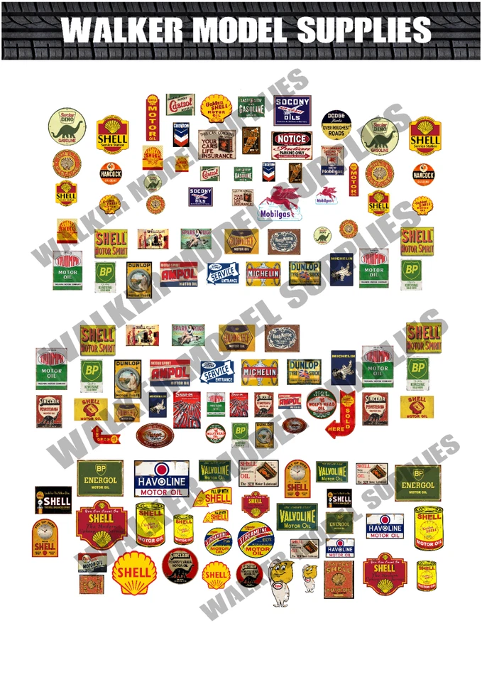 Масштаб 1/64 предварительно вырезанный винтажный стиль гараж знак матовые наклейки диорама/модель автомобиля. 1 - Изображение 1 из 1