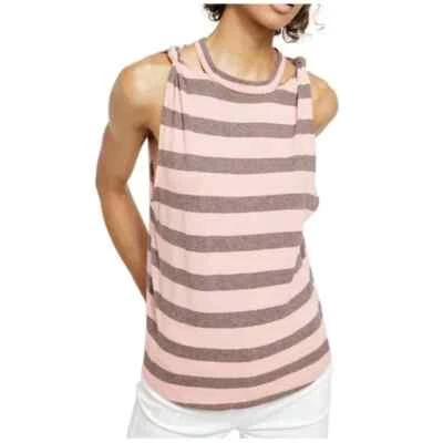 We the Free People FAB! Camiseta sin mangas a rayas de algodón con hombros recortados torcidos M Foto 1 de 4