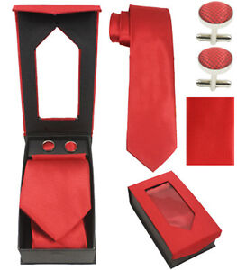 Necktie Cufflink Handkerchief Set Combo Plain Color & Designer Tie Cufflink Set