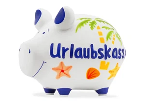 KCG Sparschwein "Urlaubskasse" aus Keramik, Bunt (B/H/T) 12x9x9cm Kleinschwein - Bild 1 von 2