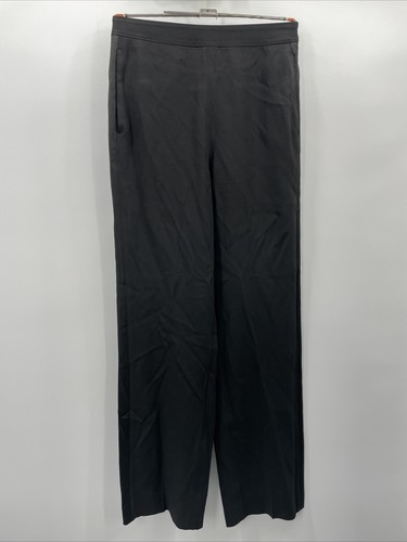 Pantalone nero Tory Burch Rosetta alla caviglia ponte zip laterale gamba dritta taglia 8