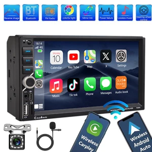 Radio estéreo para automóvil Apple CarPlay 7" doble 2Din Android pantalla táctil automática + cámara - Imagen 1 de 17