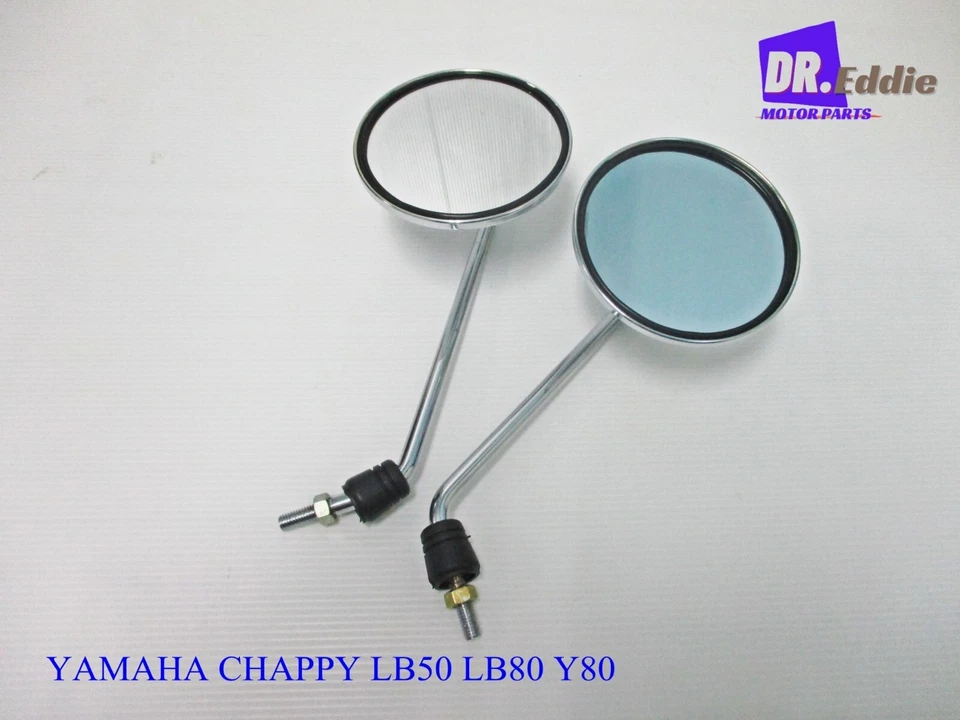 YAMAHA CHAPPY LB50 LB80 Y80   Chrome Mirror set 8mm. LH+RH RUBBER   #BI4309# Foto 1 de 4