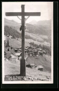 Chandolin, Panorama mit Kreu, Bella Tola, Ansichtskarte 1932 