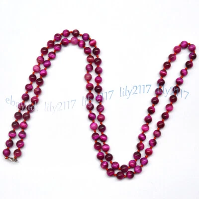 10毫米天然多色老虎眼圆形宝石珠首饰项链16-48英寸 — 第 1/4 张图片