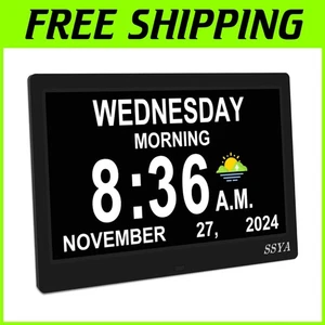 Comfortable Viewing Digital Clock for Seniors - Day/date with Sun & Moon Icons - Picture 1 of 8