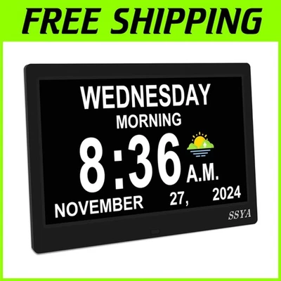 Comfortable Viewing Digital Clock for Seniors - Day/date with Sun & Moon Icons - Image 1 of 4
