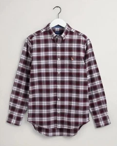 GANT Reg Tartan Banner Shield Royal Port Red Check Plaid Shirt NEW Size M - Picture 1 of 3