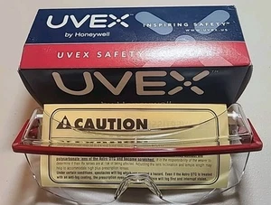 Brand NEW Uvex Genesis Safety Glasses with Red Frame - Picture 1 of 3