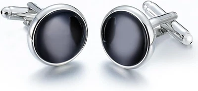 HONEY  Herren Perle Schale Stein/Achat Onyx Manschettenknöpfe Cufflinks Manschet - Bild 1 von 3