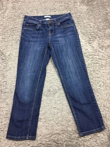 St Johns Bay Cropped Jeans Womens Size 4 Blue Denim Dark Wash - Picture 1 of 13