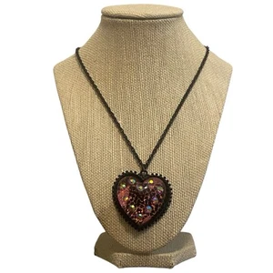 Vtg Betsey Johnson Necklace Heart Pendant Goth Witchy Whimsical Fairy Fairycore - Picture 1 of 7