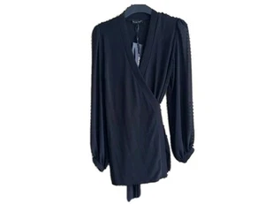 Phase Eight Corrine Wrap Top Navy Size UK 16 Sheer Long Sleeve Occasion Elegant. - Picture 1 of 16