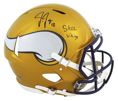Vikings Justin Jefferson "SKOL" Signed Flash Full Size Speed Proline Helmet BAS — 第 1/3 张图片