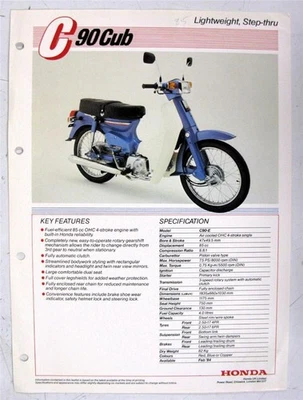 HONDA C90 CUB LIGHTWEIGHT MOTORCYCLE Sales Specification Leaflet Feb 1984 - Image 1 of 3