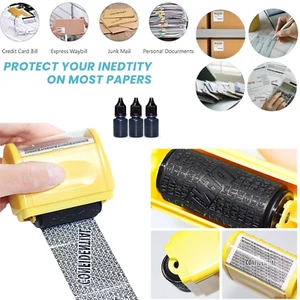 Identity Theft Protection Roller Stamp & Ink Refills, Security Privacy Protector - Picture 1 of 5