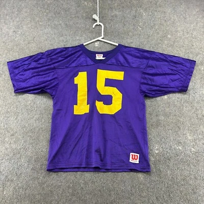 Camiseta de fútbol americano vintage Wilson para niños grande malla púrpura cuello en V 15 nailon ¿corta? Años 90 Foto 1 de 4