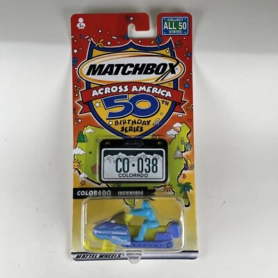 Matchbox Across America CO Colorado Snowmobile #38 50th Birthday New On Card - Image 1 of 4