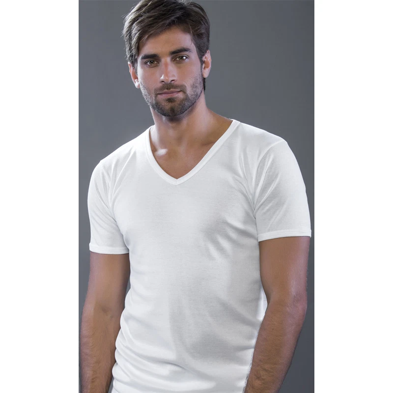 MAGLIA UOMO MEZZA MANICA FILO DI SCOZIA SCOLLO V MADE IN ITALY ART.514 MORETTA - Immagine 1 di 1
