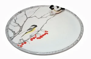 RARE! GLOBAL DESIGN'S KATE WILLIAMS CHICKADEE 12" PLATTER W/ATTACHED BIRD! - Picture 1 of 7