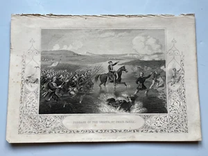 Pasaje del Lingour Omar Pasha Guerra con Rusia grabado antiguo c1860 Tallis - Imagen 1 de 2