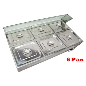 6Pan Commercial Stainless Buffet Food Warmer w/Removable Glass Guard 4"Deep 110V - Picture 1 of 17