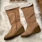 XAppeal Rylan, Knee high, Shearling lined, natural, wedge heel, US Size 10