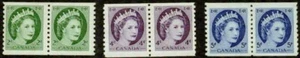 CANADA -1954– QUEEN ELIZABETH II CPL. SET COIL PAIRS -VF** - Picture 1 of 1