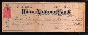 4R462 - 1901 UNION NATIONAL BANK - PHILADELPHIA - Picture 1 of 2