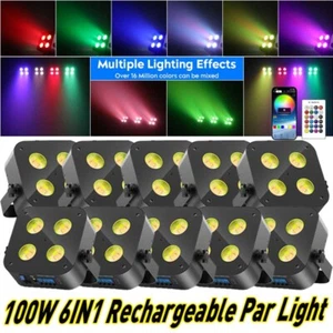 4x25W RGBWA+UV LED PAR Luz de Escenario Batería Recargable DJ Luz Inalámbrica APP de EE. UU. - Imagen 1 de 24