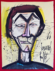 Bernard Buffet (Handmade) Drawing On old Paper Signed & Stamped Mixed Media