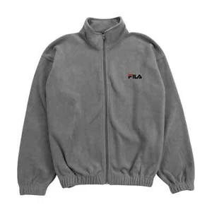 Giacca pile Fila uomo piccola S grigia vintage logo Y2K full zip oversize casual - Foto 1 di 8