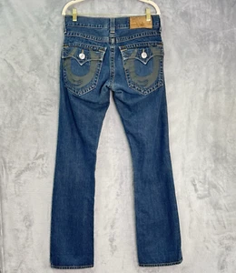 Pantalones de mezclilla True Religion Bootcut para hombre talla 30 lavado oscuro solapa bolsillo logotipo - Imagen 1 de 16