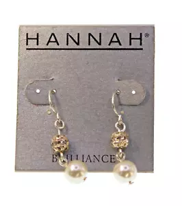 Hannah Brilliance Orecchini Pendenti Goccia Argento Finte Perle - Foto 1 di 3