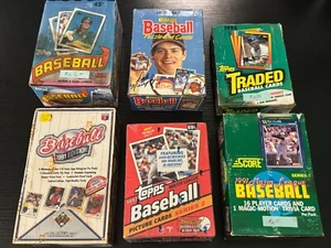 (6) Lote de caja de cera de béisbol 1988-1993 sin abrir, Topps, cubierta superior, *SEWALL-SD* - Imagen 1 de 4