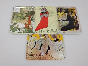 Juego de 4 bandejas rectangulares de melmac arte póster Toulouse Lautrec hechas en Italia - Imagen 1 de 6