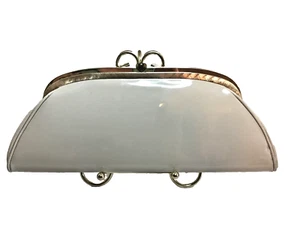 Vintage Theodor Ecru Clutch Handtasche Lackleder 50er-60er Jahre Midcentury - Bild 1 von 12