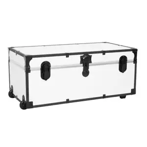 Seward Trunks Storage Trunk 17.5" Dual Lock-Down W/ 1-Handle Faux Wood White - Picture 1 of 4