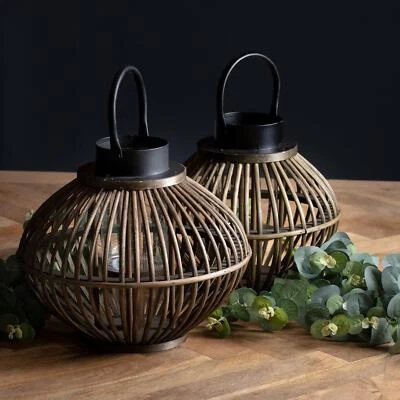 Lantern Light Bamboo Candle Lamp Hanging Decorative Brown Lanterns Indoor Large - Image 1 of 3