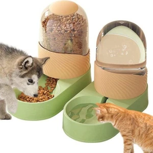 Distributeur Croquettes Eau Chat/Chien Automatique 3.5L 2 Abreuvoirs vert - Picture 1 of 5