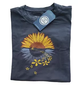 Life Is Good SS Shirt Crusher Tee SUNFLOWER BIKE RIDE Jackie 43in Womens L - Picture 1 of 7