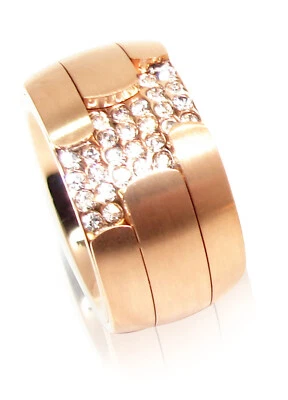 Edelstahlringe Damen Ring 14mm XXL rose silber matt 316L Modern Steine Zirkonia - Bild 1 von 3