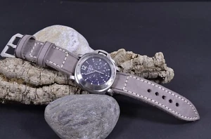 CORREA RELOJ PUL GRIS II GENUINO CUERO HECHA A MANO APTA PANERAI ETC MA STRAP - Imagen 1 de 12